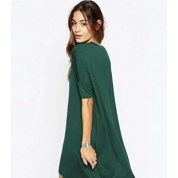 ASOS Women’s The T Shirt Midi Length Dress in Dark Emerald Green US Size 2/Small - Picture 5 of 12